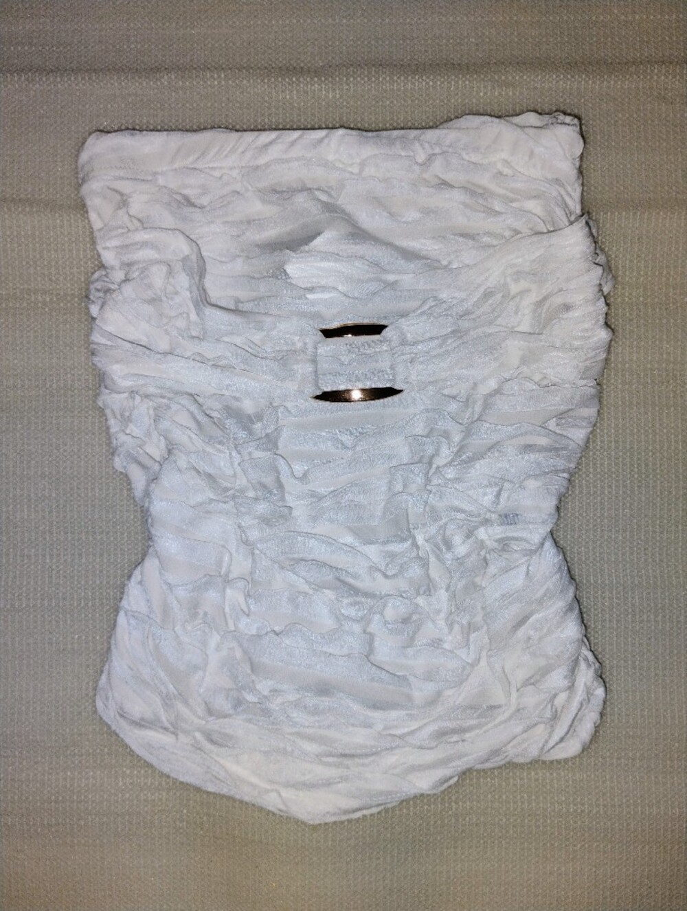 White Ruffled Strapless Top - Picture 2 of 4